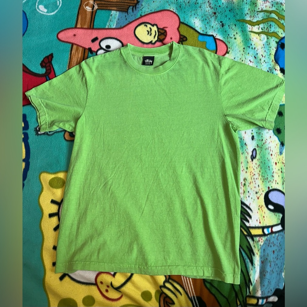 Green Acid Washed Stussy Tee Size Medium